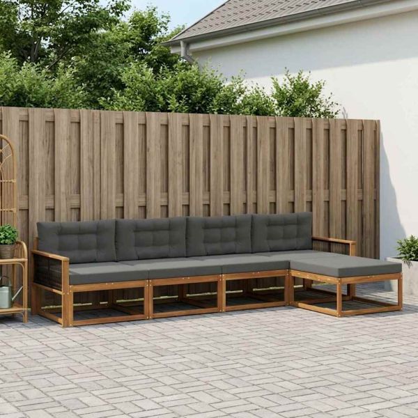 Комплект дивани за открито 5 pcs Натурален и Антрацит