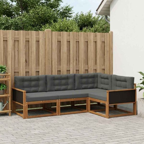 Комплект дивани за открито 4 pcs Натурален и Антрацит