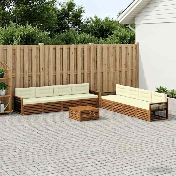 Комплект дивани за открито 9 pcs Натурален и Крема