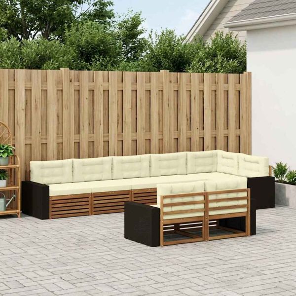 Комплект дивани за открито 8 pcs Натурален и Крема