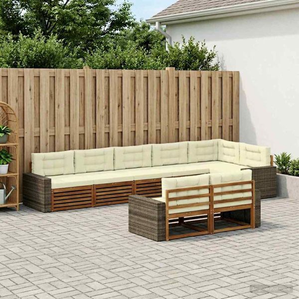 Комплект дивани за открито 8 pcs Натурален и Крема
