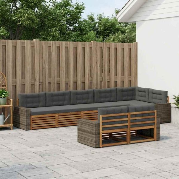 Комплект дивани за открито 8 pcs Натурален и Антрацит