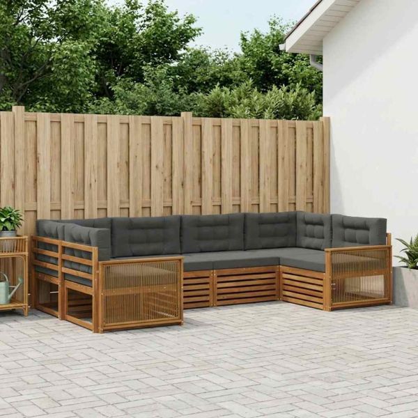 Комплект дивани за открито 6 pcs Натурален и Антрацит