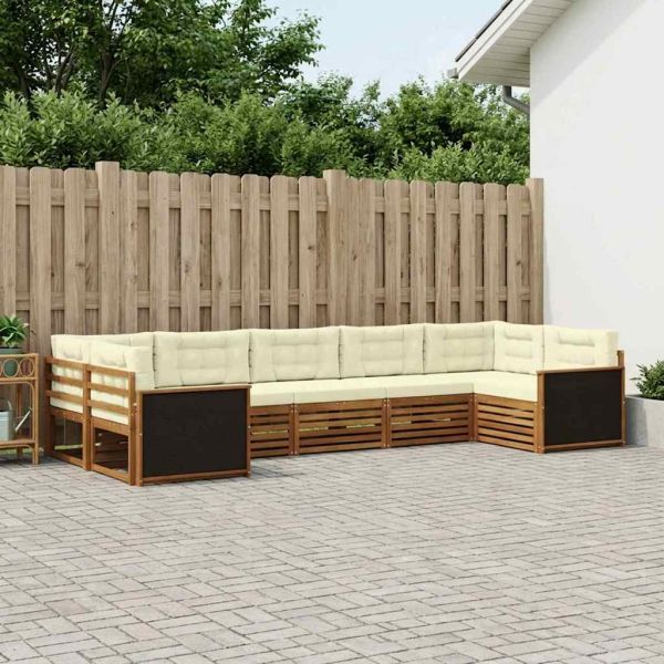 Комплект дивани за открито 7 pcs Натурален и Крема