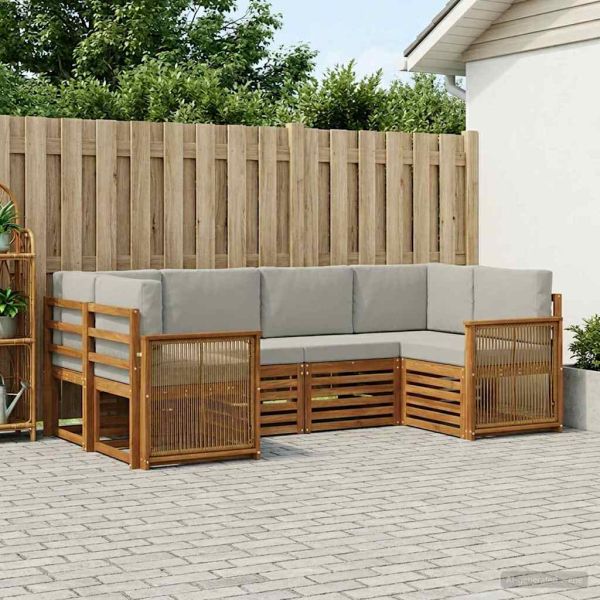 Комплект секционен диван 5 pcs Натурално и светлосиво
