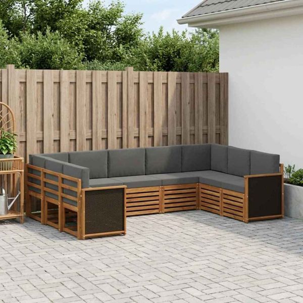 Комплект секционен диван 7 pcs Натурален и Антрацит