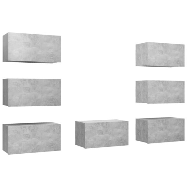 ТВ шкафове, 7 бр, бетонно сиви, 30,5x30x60 см, инженерно дърво