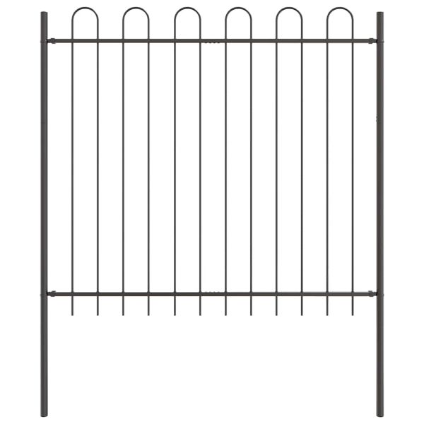 Градска ограда 6 pcs Сив 10,2 x 1,5 м Прахово боядисана стомана