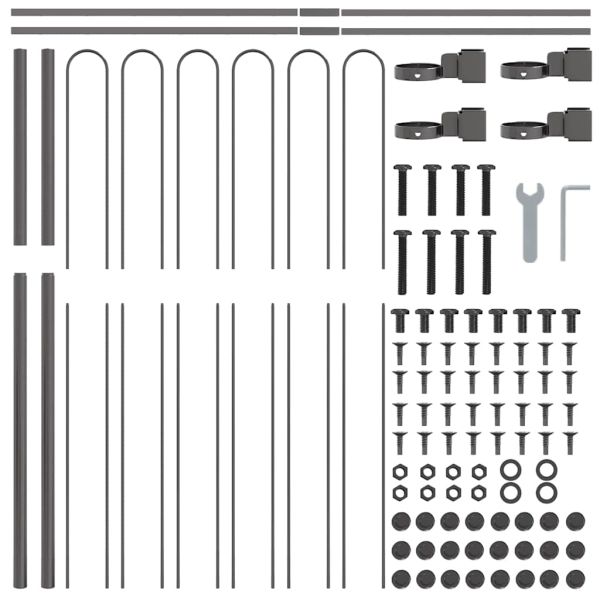 Градска ограда 7 pcs Сив 11,9 x 1,5 м Прахово боядисана стомана