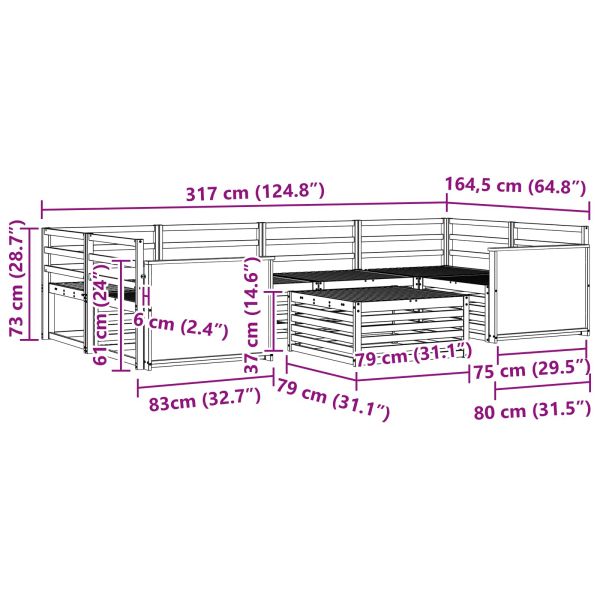 Комплект дивани за открито 7 pcs Натурално