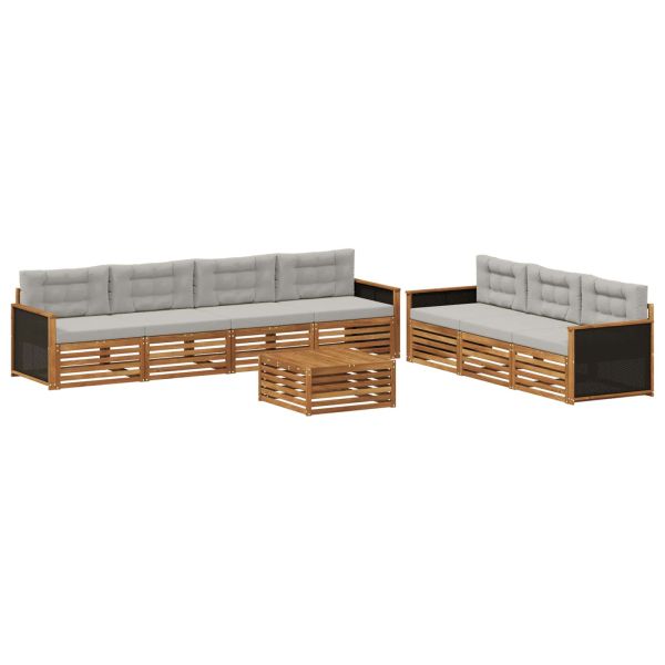 Комплект дивани за открито 8 pcs Натурално и светлосиво