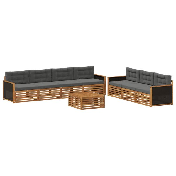 Комплект дивани за открито 8 pcs Натурален и Антрацит