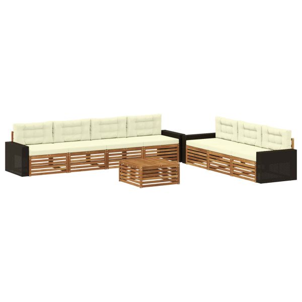 Комплект дивани за открито 8 pcs Натурален и Крема