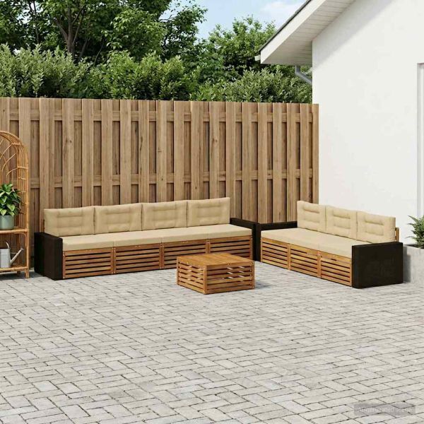 Комплект дивани за открито 8 pcs Натурален и Бежов