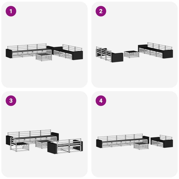 Комплект дивани за открито 8 pcs Натурално 79 x 79 x 37 см