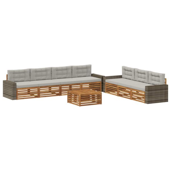 Комплект дивани за открито 8 pcs Натурално и светлосиво