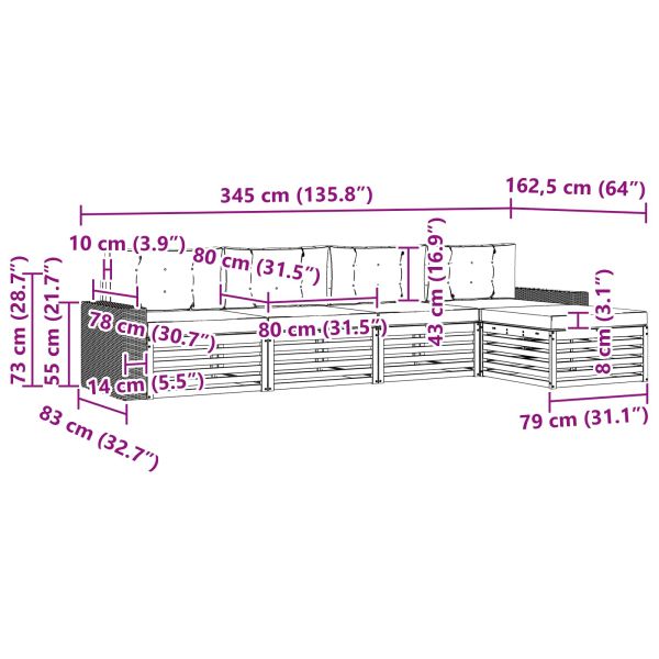Комплект дивани за открито 5 pcs Натурален и Бежов Полиестер