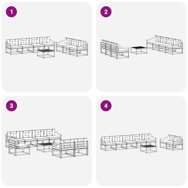 Комплект дивани за открито с възглавница 7 pcs Бяло и кремаво