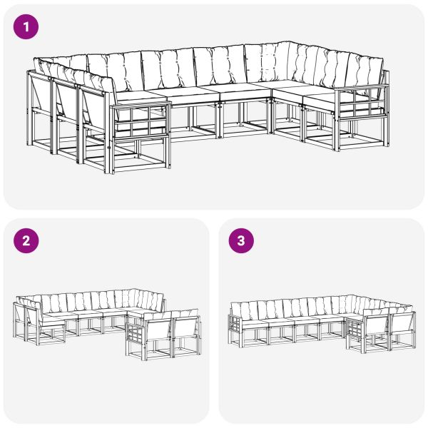 Комплект дивани за открито 9 pcs Бяло и светлосиво