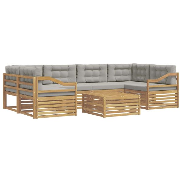 Комплект дивани за открито 7 pcs Бяло и светлосиво Полиестер