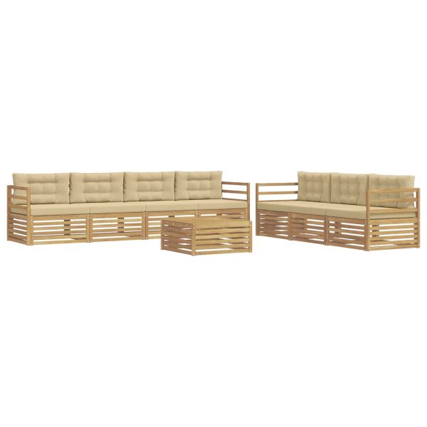 Комплект дивани за открито 8 pcs Бяло и Бежово 79 x 79 x 37 см
