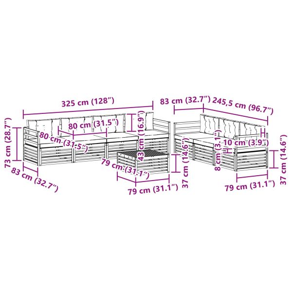Комплект дивани за открито 8 pcs Бяло и Бежово 79 x 79 x 37 см