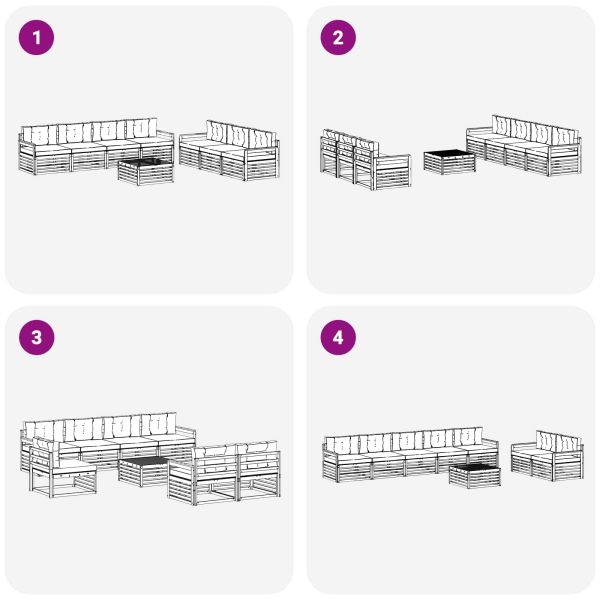 Комплект дивани за открито 8 pcs Бяло и Бежово 79 x 79 x 37 см