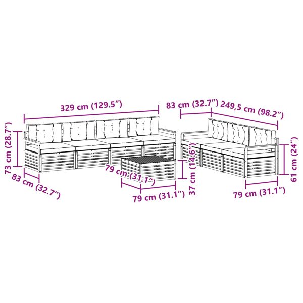 Комплект дивани за открито 8 pcs Бяло и Бежово 79 x 79 x 37 см