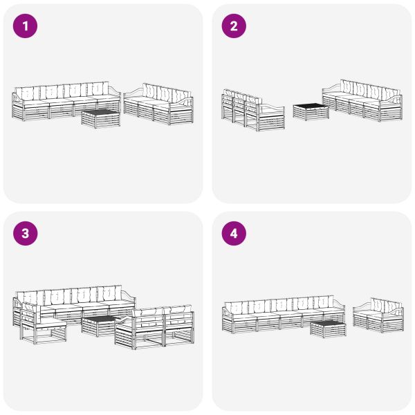 Комплект дивани за открито 8 pcs Бяло и кремаво 79 x 79 x 37 см