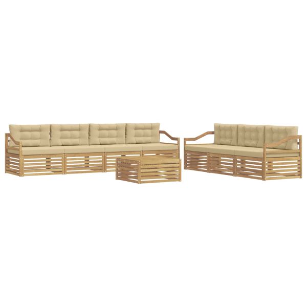 Комплект дивани за открито 8 pcs Бяло и Бежово 79 x 79 x 37 см