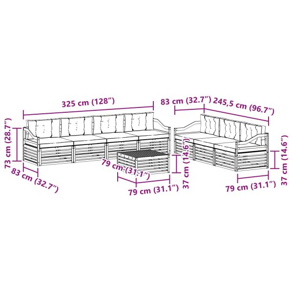 Комплект дивани за открито 8 pcs Бяло и Бежово 79 x 79 x 37 см