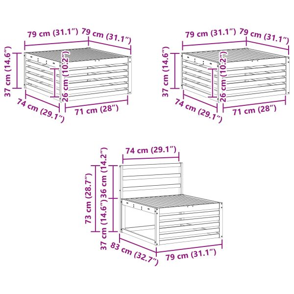 Комплект дивани за открито 6 pcs Бяло 79 x 79 x 37 см
