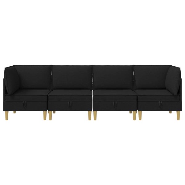 Комплект мебели за всекидневна 4 pcs Черно Текстил