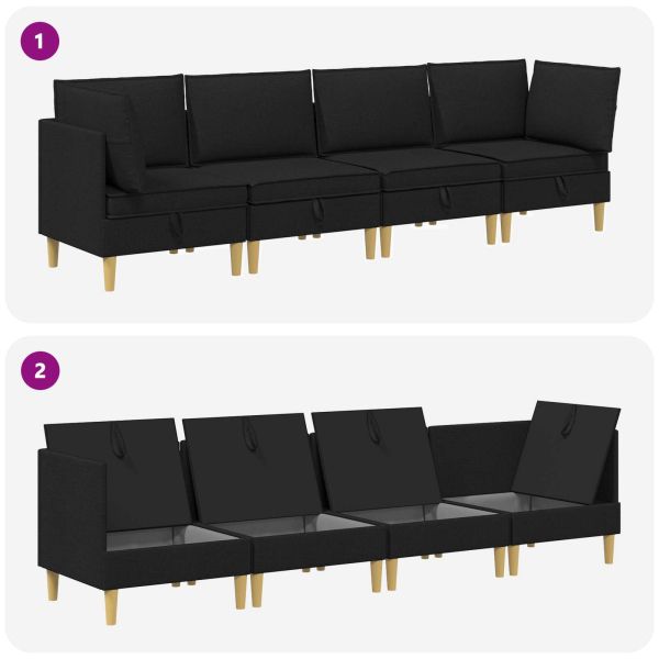 Комплект мебели за всекидневна 4 pcs Черно Текстил