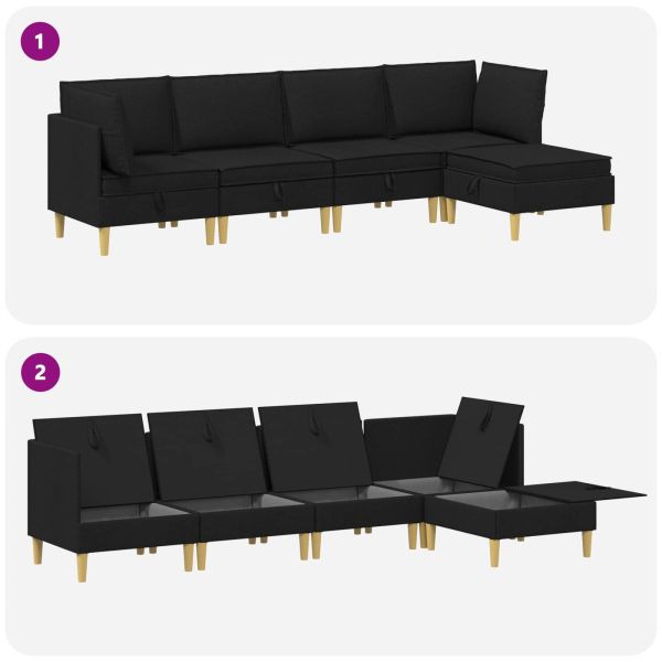 Комплект мебели за всекидневна 5 pcs Черно Текстил