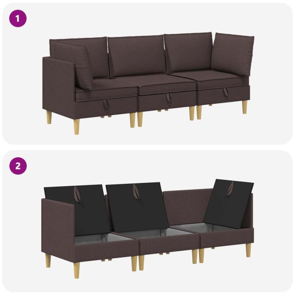 Комплект мебели за всекидневна 3 pcs Тъмен кафяв Текстил