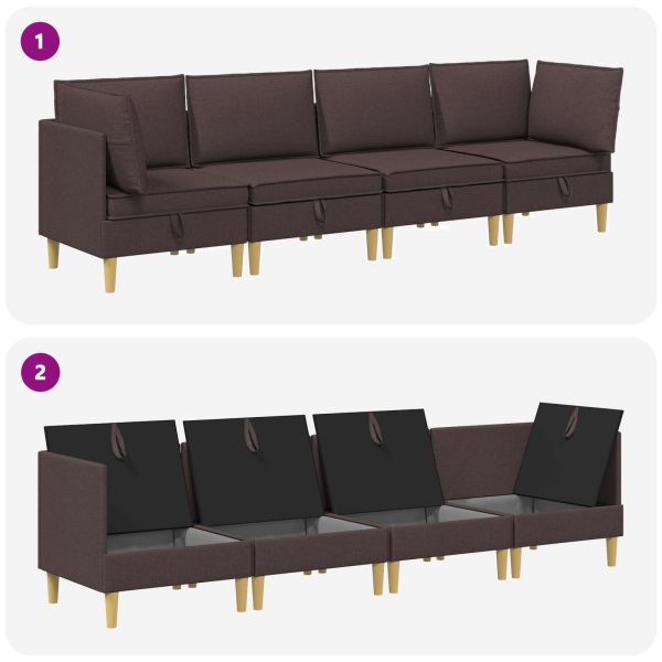 Комплект мебели за всекидневна 4 pcs Тъмен кафяв Текстил