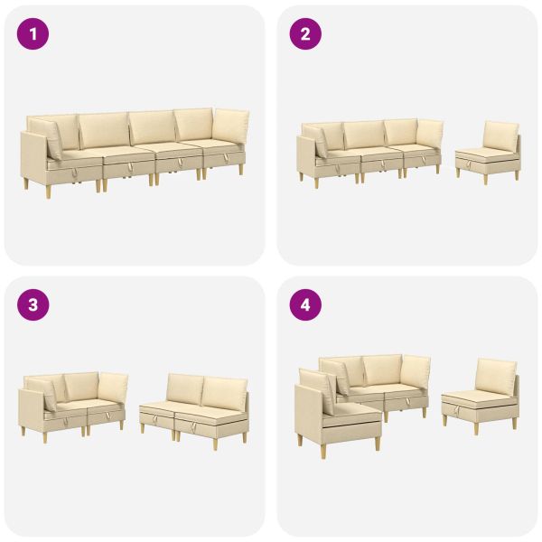 Комплект мебели за всекидневна 4 pcs Кремаво Текстил