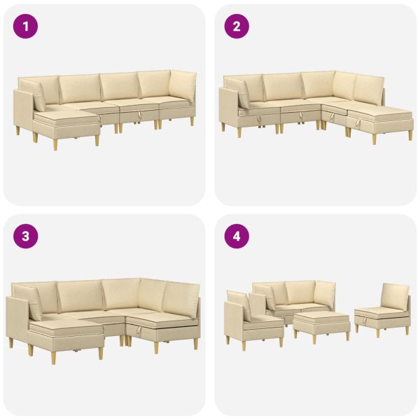 Комплект мебели за всекидневна 5 pcs Кремаво Текстил