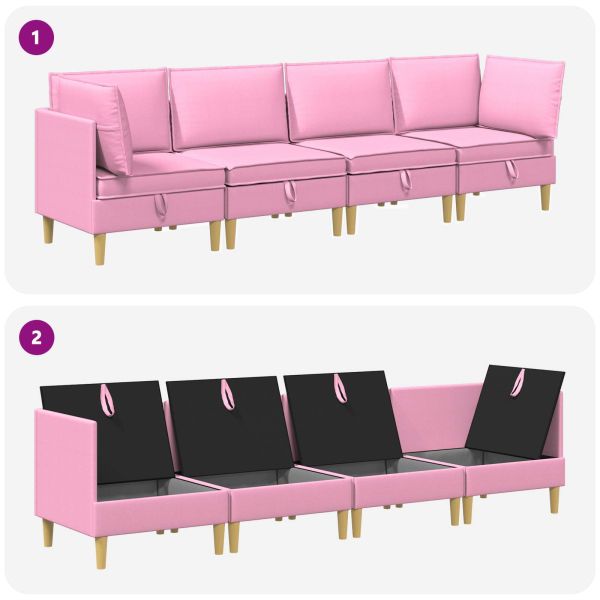 Комплект мебели за всекидневна 4 pcs Розово Текстил
