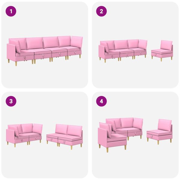Комплект мебели за всекидневна 4 pcs Розово Текстил