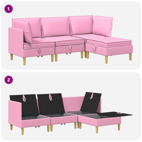 Комплект мебели за всекидневна 4 pcs Розово Текстил