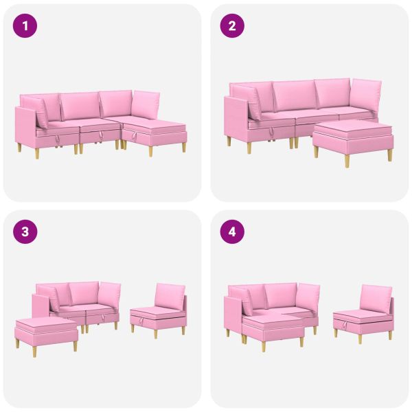 Комплект мебели за всекидневна 4 pcs Розово Текстил