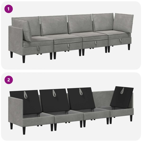 Комплект мебели за всекидневна 4 pcs Светлосиво Кадифе