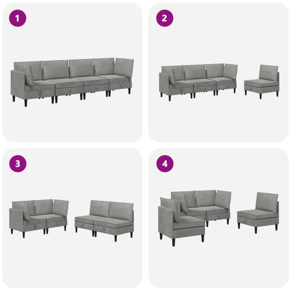 Комплект мебели за всекидневна 4 pcs Светлосиво Кадифе
