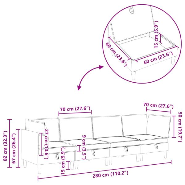 Комплект мебели за всекидневна 4 pcs Светлосиво Кадифе