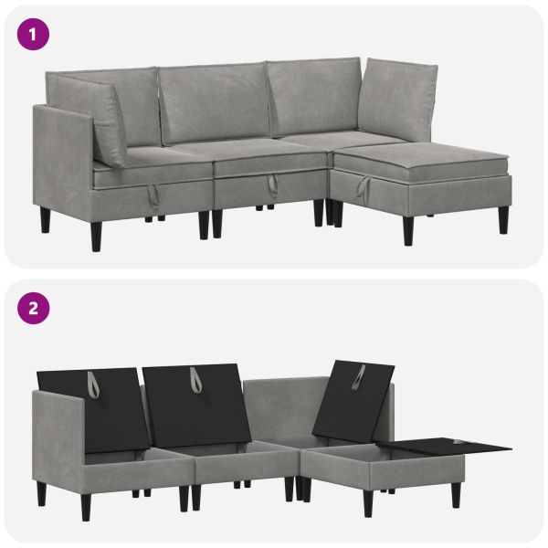 Комплект мебели за всекидневна 4 pcs Светлосиво Кадифе