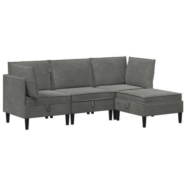 Комплект мебели за всекидневна 4 pcs Тъмносиво Кадифе