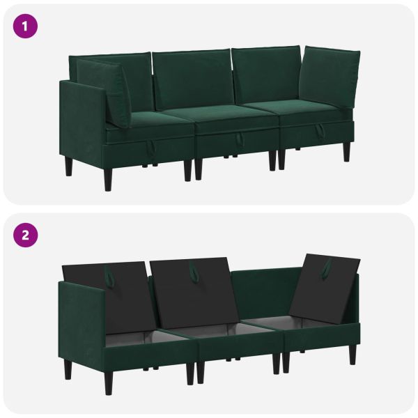 Комплект мебели за всекидневна 3 pcs Тъмнозелено Кадифе