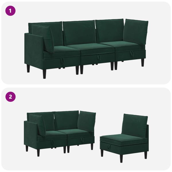 Комплект мебели за всекидневна 3 pcs Тъмнозелено Кадифе